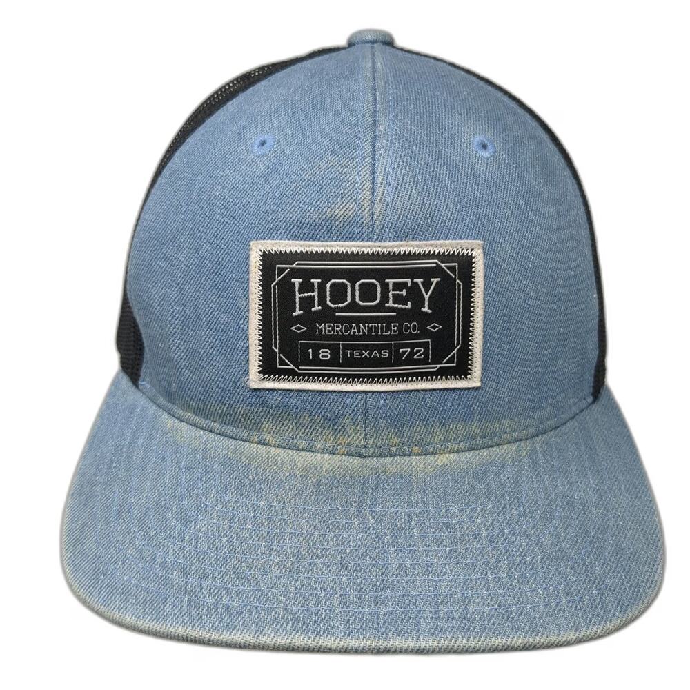Hooey Trucker Hat Blue One Size Mercantile Mesh Back Patch Texas Denim Snapback